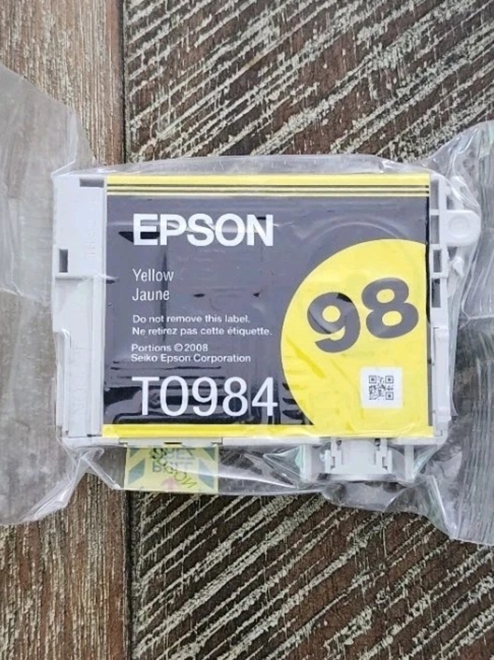 Genuine Epson 98 Yellow Ink T0984, High Yield in Factory Vacuum Seal